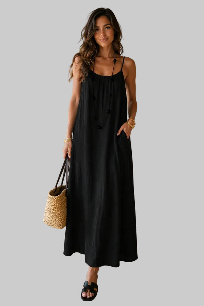 Women's Open Back Dress — Backless Mini Dress, Spaghetti Straps, Slim Fit