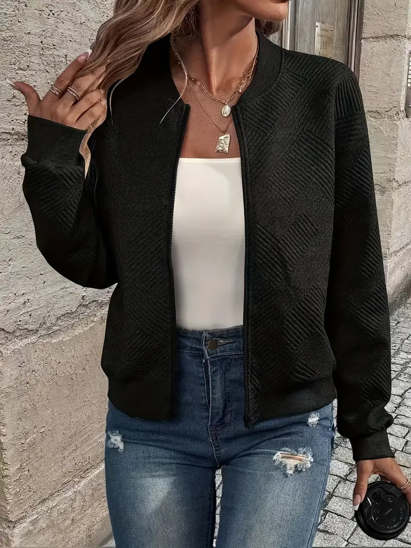 Women's Casual Zip-Up Cardigan Patterned Front Relaxed Fit Everyday Wear