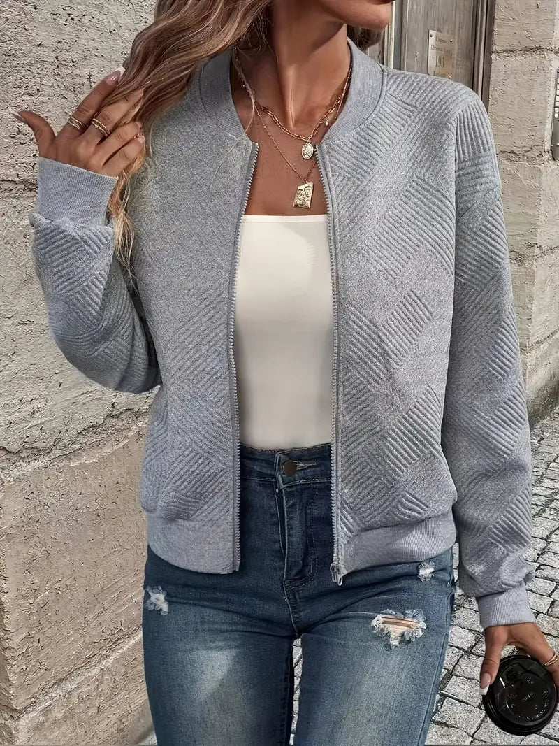 Women's Casual Zip-Up Cardigan Patterned Front Relaxed Fit Everyday Wear