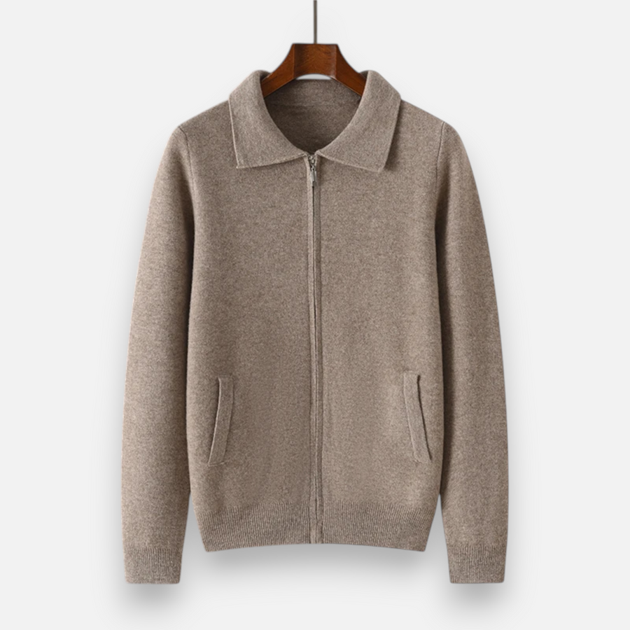 Men's Zip-Up Sweater Casual Fit Long Sleeve Classic Style Everyday Wear
