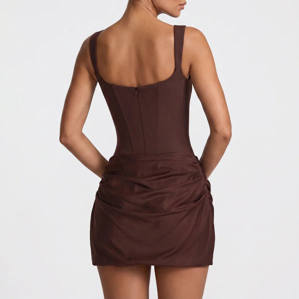 Women's Mini Dress Draped Style V-Neck Sleeveless Elegant Evening