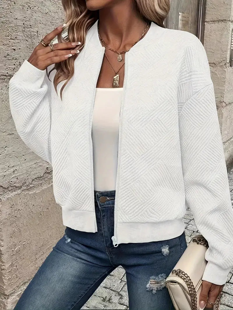 Women's Casual Zip-Up Cardigan Patterned Front Relaxed Fit Everyday Wear