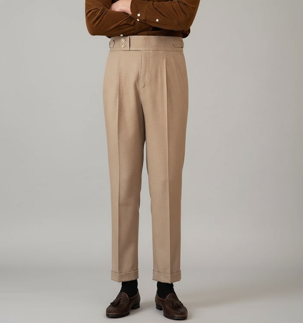 Men's Tailored Cropped Trousers Straight Leg Smart-Casual Everyday Wear