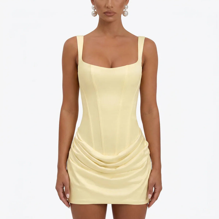 Women's Mini Dress Draped Style V-Neck Sleeveless Elegant Evening