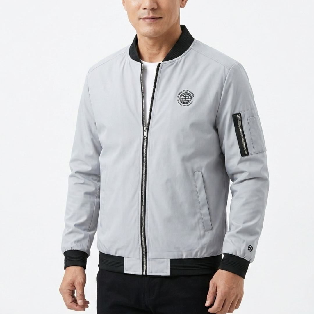 Men's Lightweight Bomber Jacket Zip Closure Stand Collar Casual Everyday