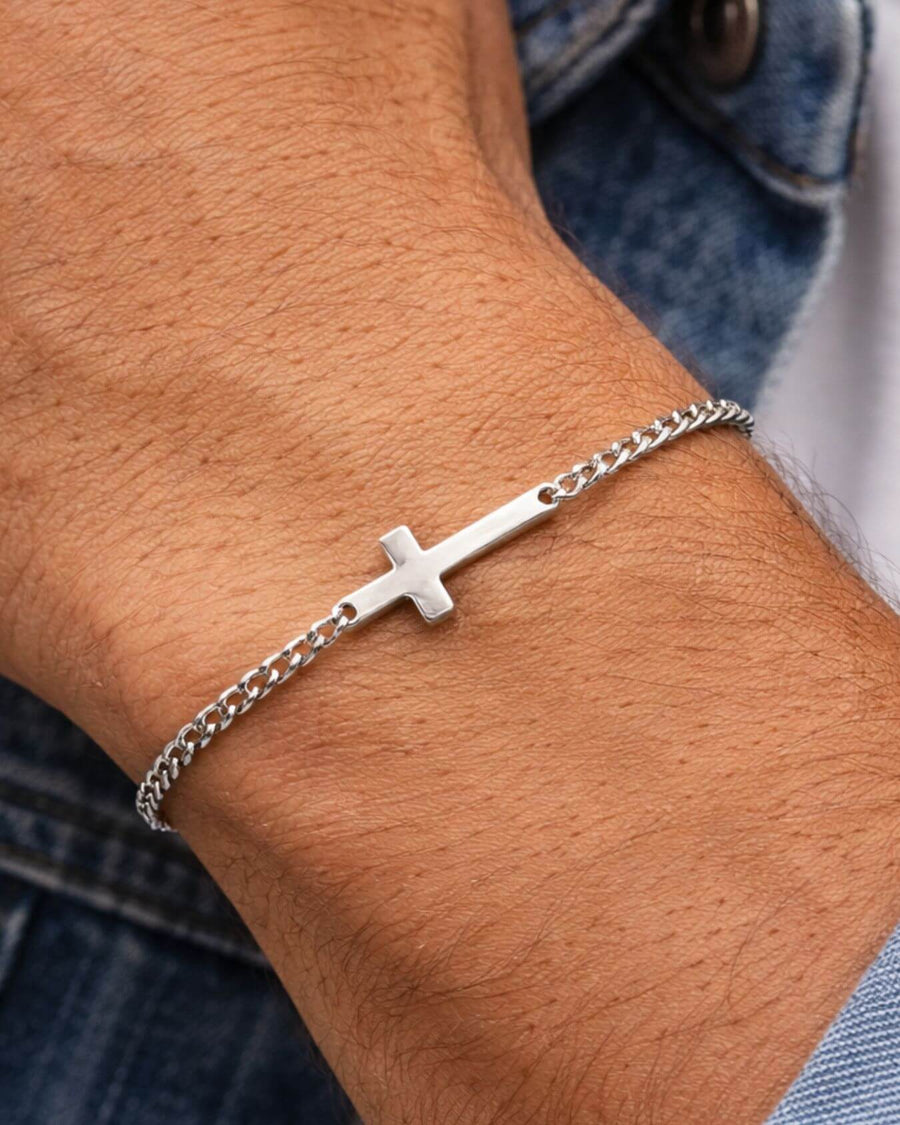 Men's Cross Design Bracelet Adjustable Stylish Everyday Accessory