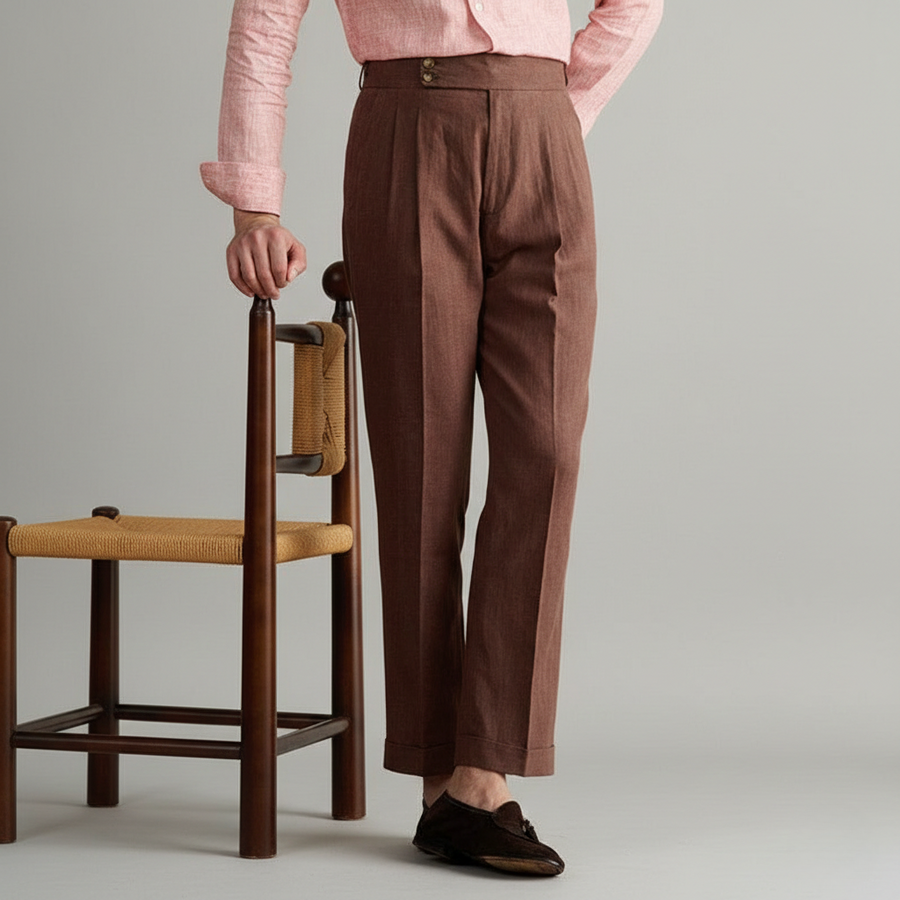 Men's Tailored Cropped Trousers Straight Leg Smart-Casual Everyday Wear