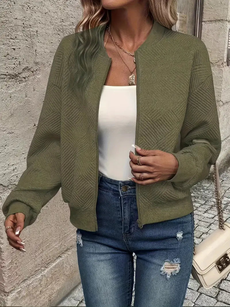 Women's Casual Zip-Up Cardigan Patterned Front Relaxed Fit Everyday Wear