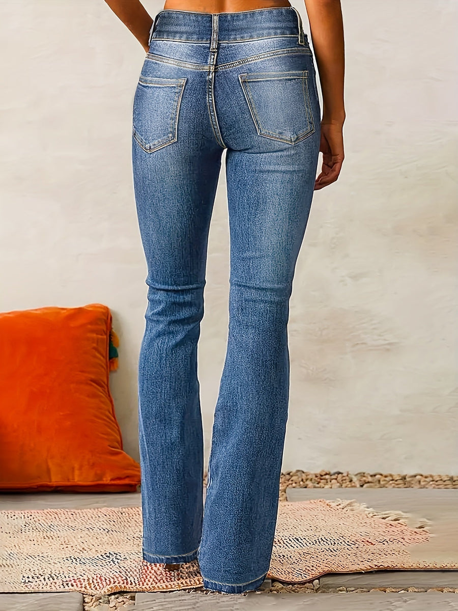 Women's Flared Jeans High-Waisted Classic Fit Casual Everyday Stylish