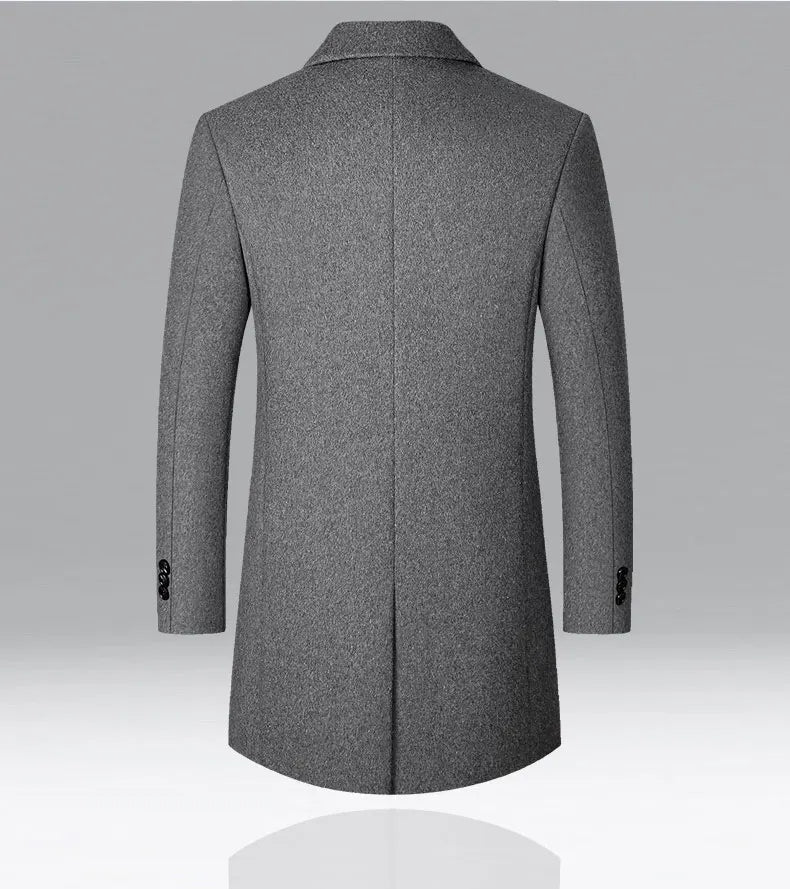 Men's Classic Wool Coat Quilted Lining Stylish Warm Layering Outerwear