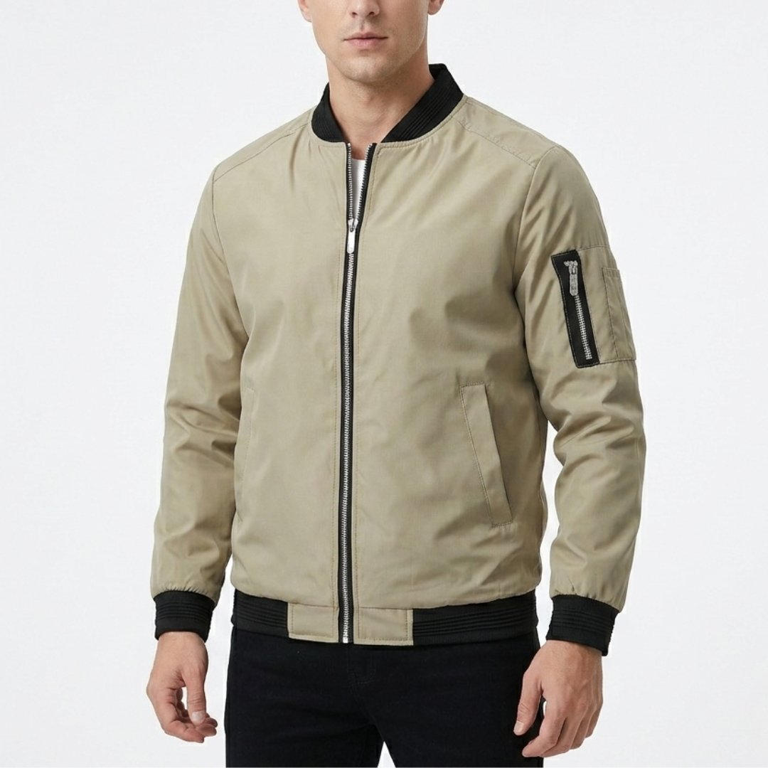 Men's Lightweight Bomber Jacket Zip Closure Stand Collar Casual Everyday