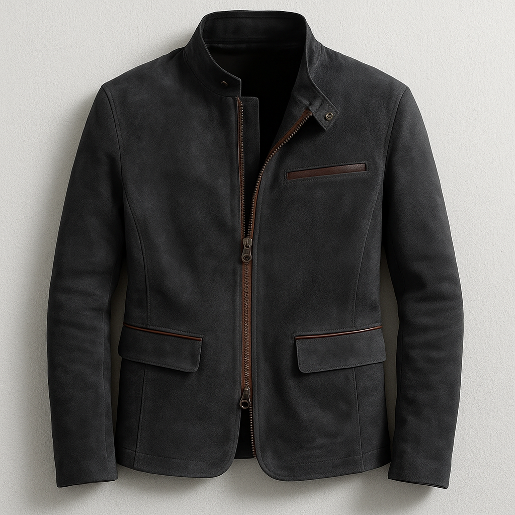 Men's Elegant Jacket Tailored Fit Long Sleeve Button Closure Smart-Casual