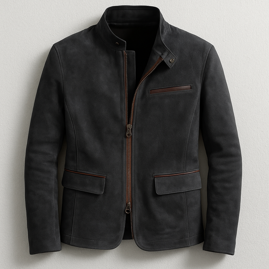 Men's Elegant Jacket Tailored Fit Long Sleeve Button Closure Smart-Casual