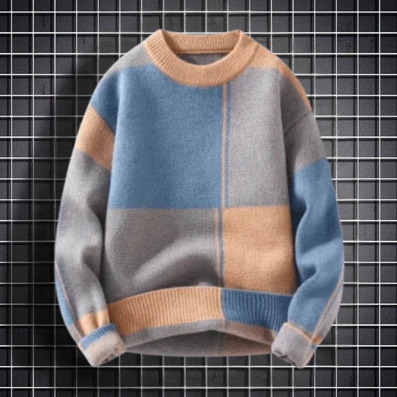 Men's Loose Fit Sweater Long Sleeve Round Neck Relaxed Style Everyday Wear