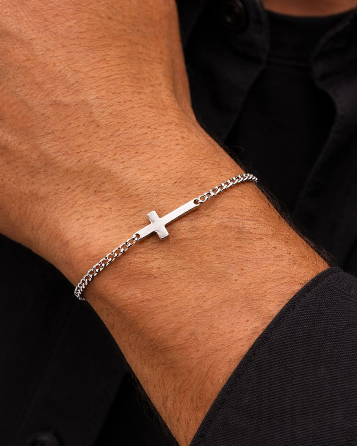 Men's Cross Design Bracelet Adjustable Stylish Everyday Accessory