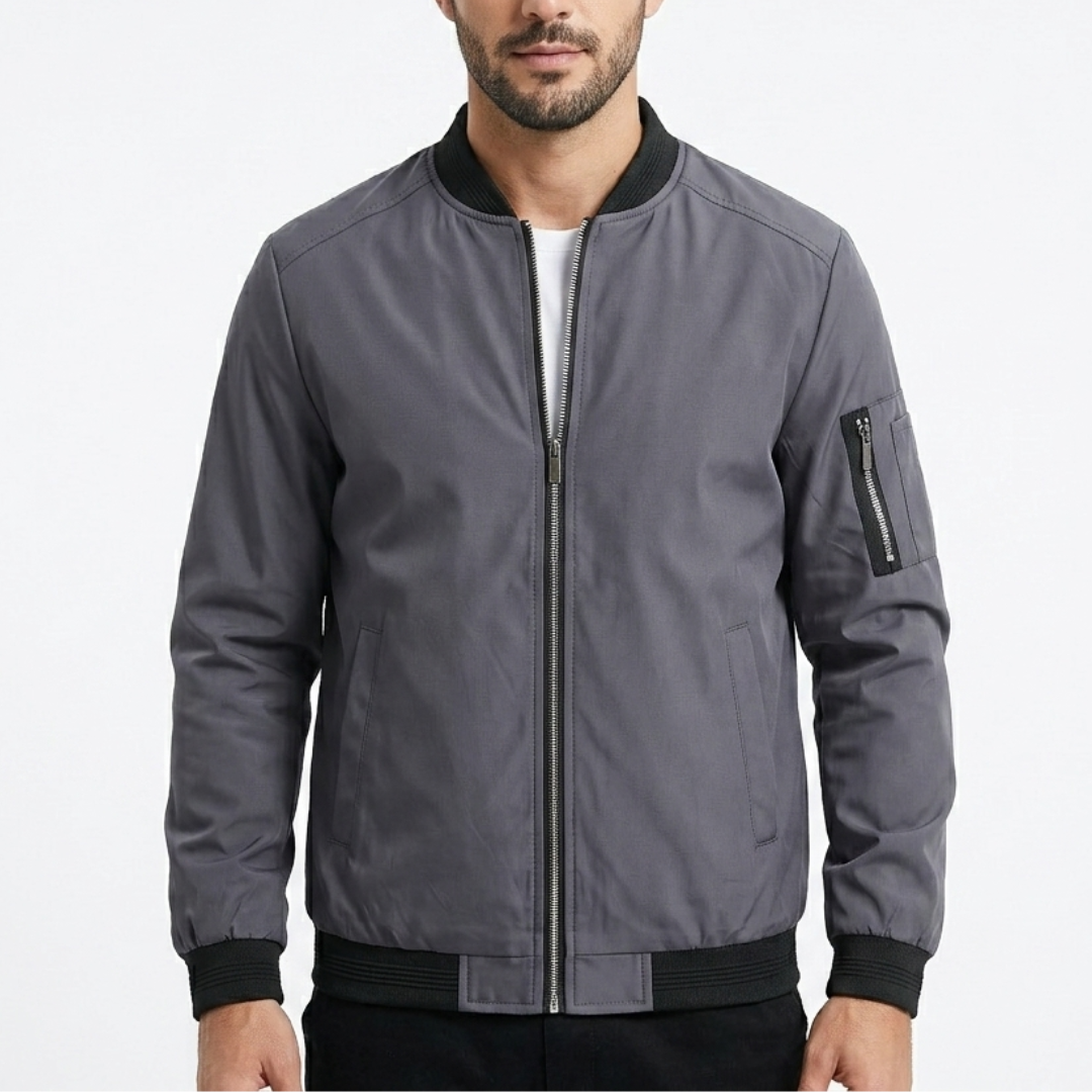 Men's Lightweight Bomber Jacket Zip Closure Stand Collar Casual Everyday
