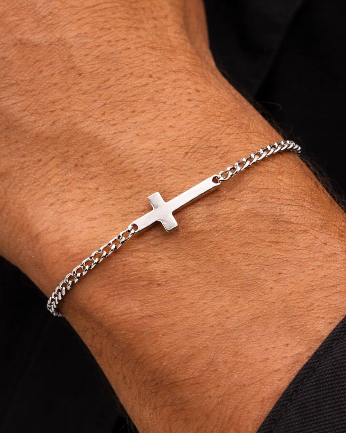 Men's Cross Design Bracelet Adjustable Stylish Everyday Accessory