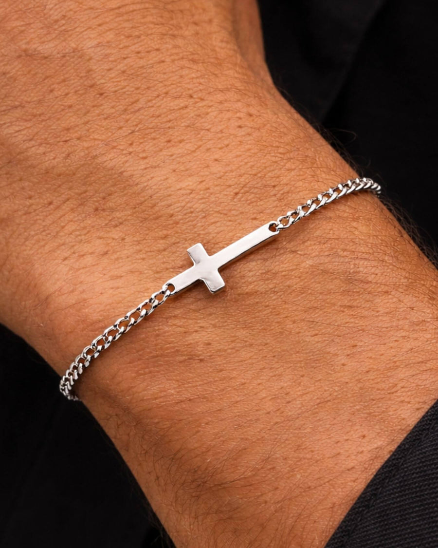 Men's Cross Design Bracelet Adjustable Stylish Everyday Accessory