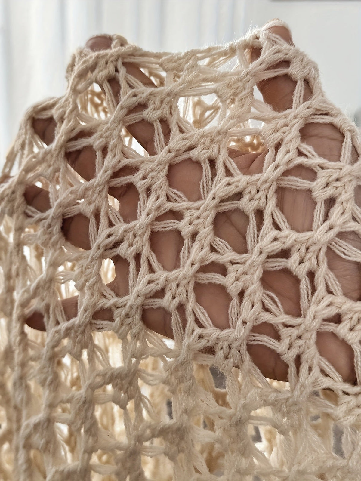 Women's Open-Front Crochet Cardigan Long Sleeve Lightweight Layering
