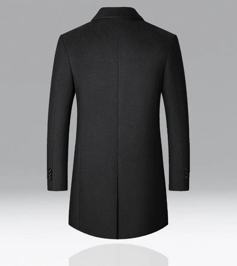 Men's Classic Wool Coat Quilted Lining Stylish Warm Layering Outerwear