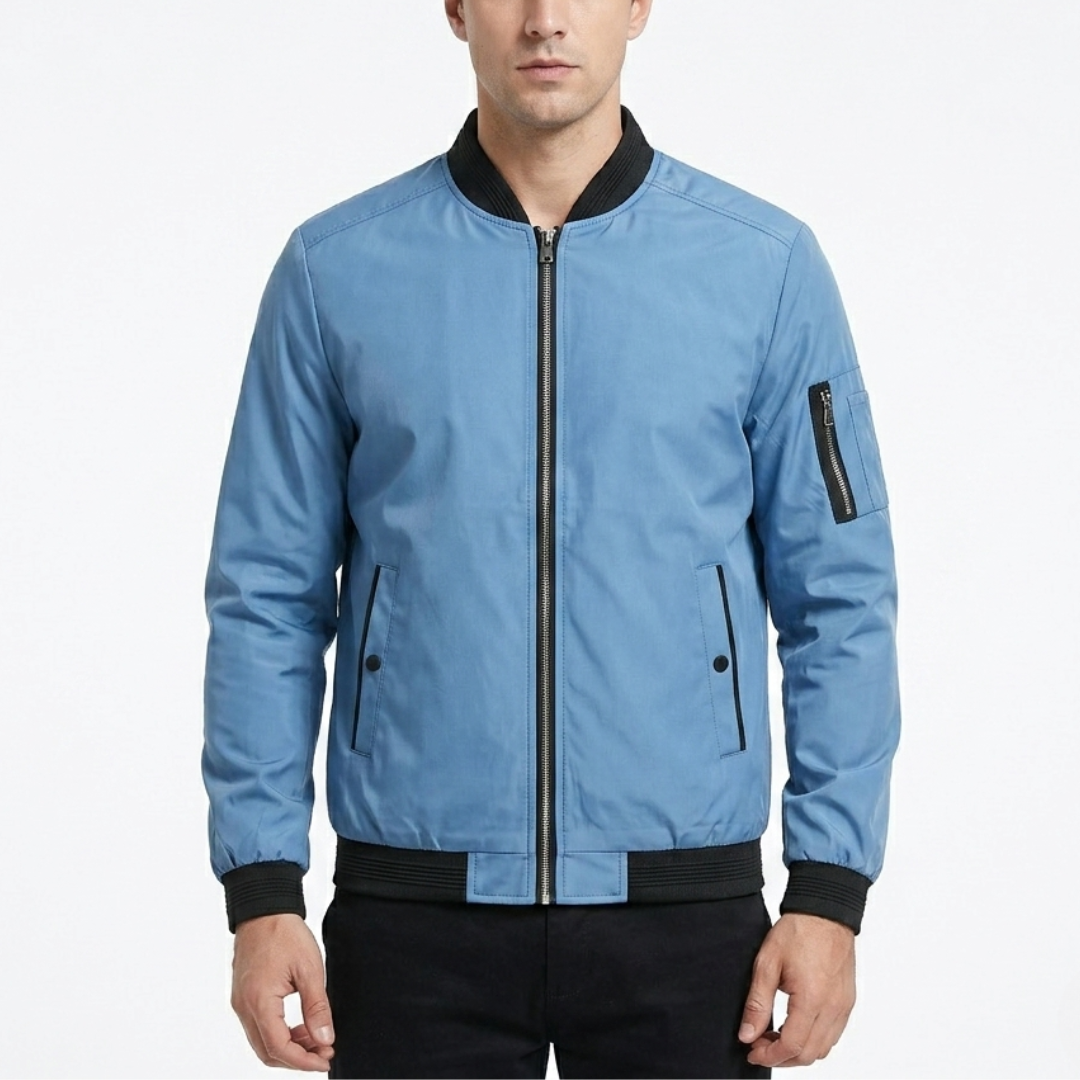 Men's Lightweight Bomber Jacket Zip Closure Stand Collar Casual Everyday