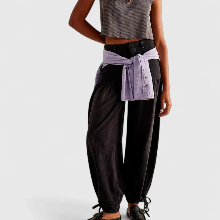 Women's Bohemian Wide Leg Trousers Pleated Casual Chic Summer Style
