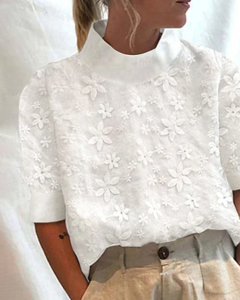 Women's Floral Midi Dress Stand-Up Collar Elegant Occasion Chic
