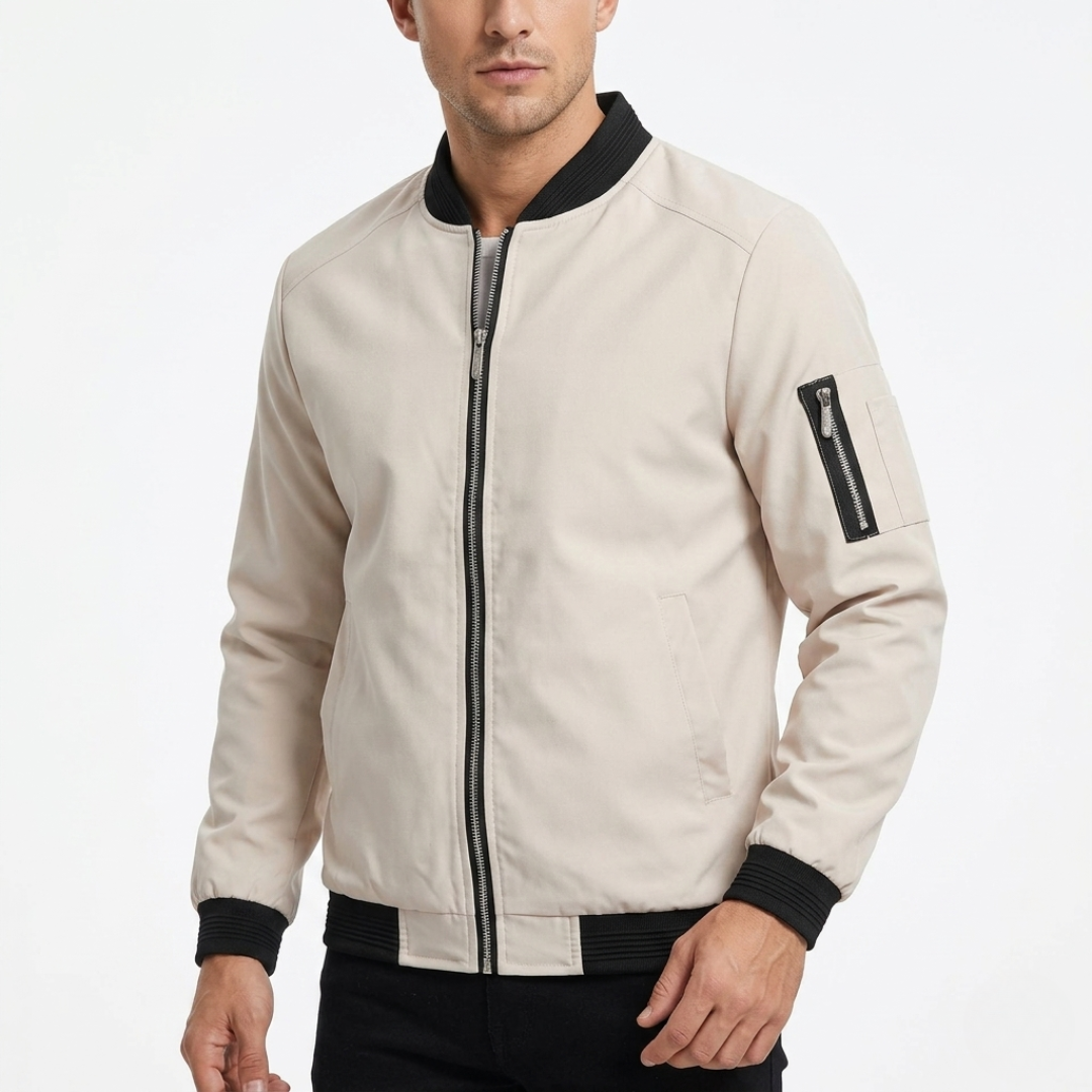 Men's Lightweight Bomber Jacket Zip Closure Stand Collar Casual Everyday