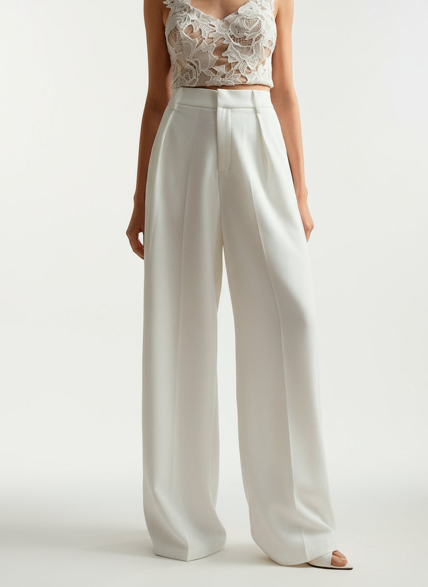 Women's High Waisted Wide Leg Trousers Tailored Fit Professional Office