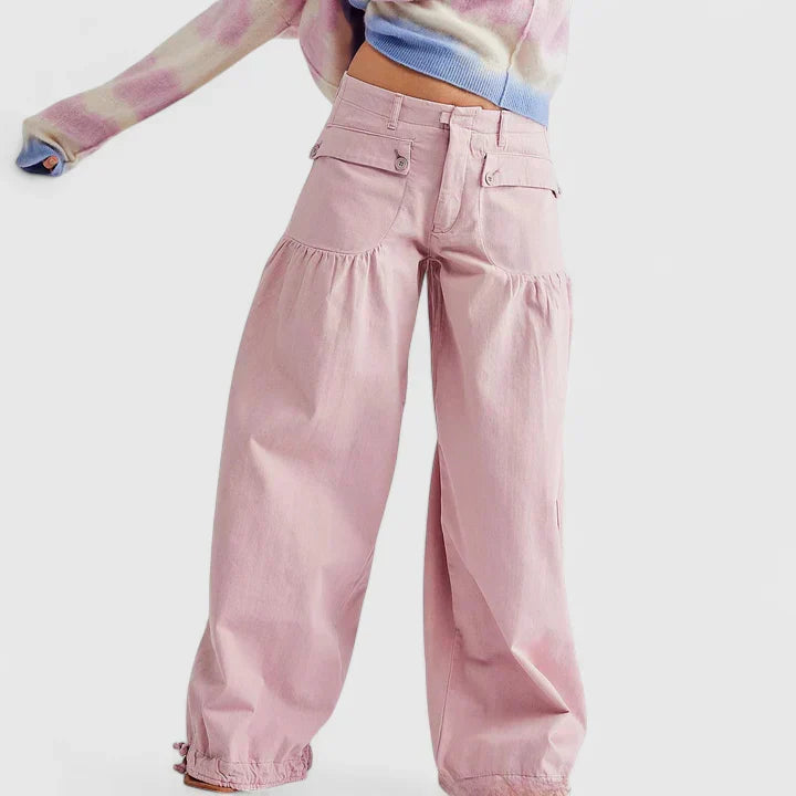 Women's Bohemian Wide Leg Trousers Pleated Casual Chic Summer Style