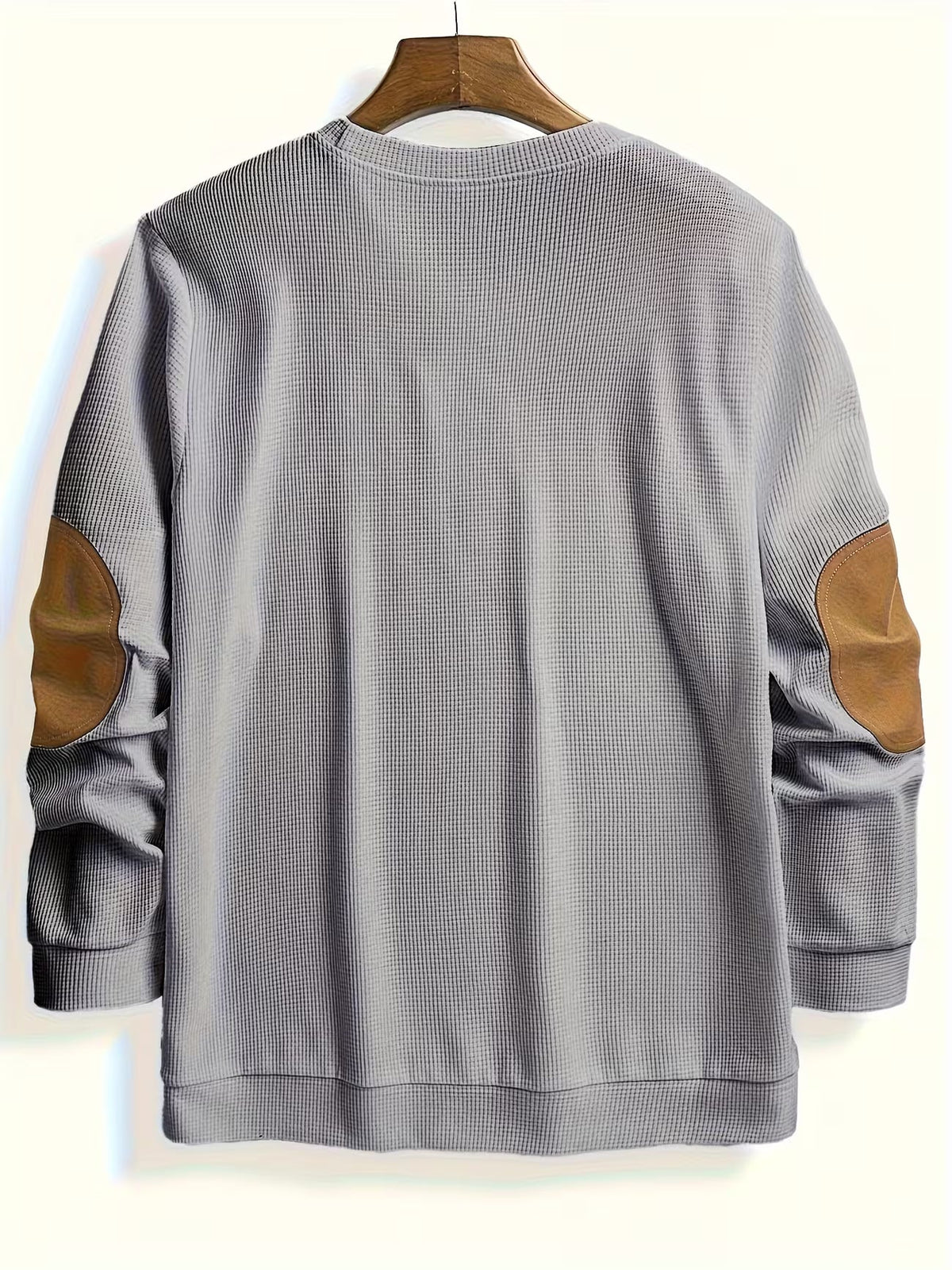 Men's Casual Waffle Knit Crewneck Sweatshirt Colour Block Relaxed Fit Everyday Wear