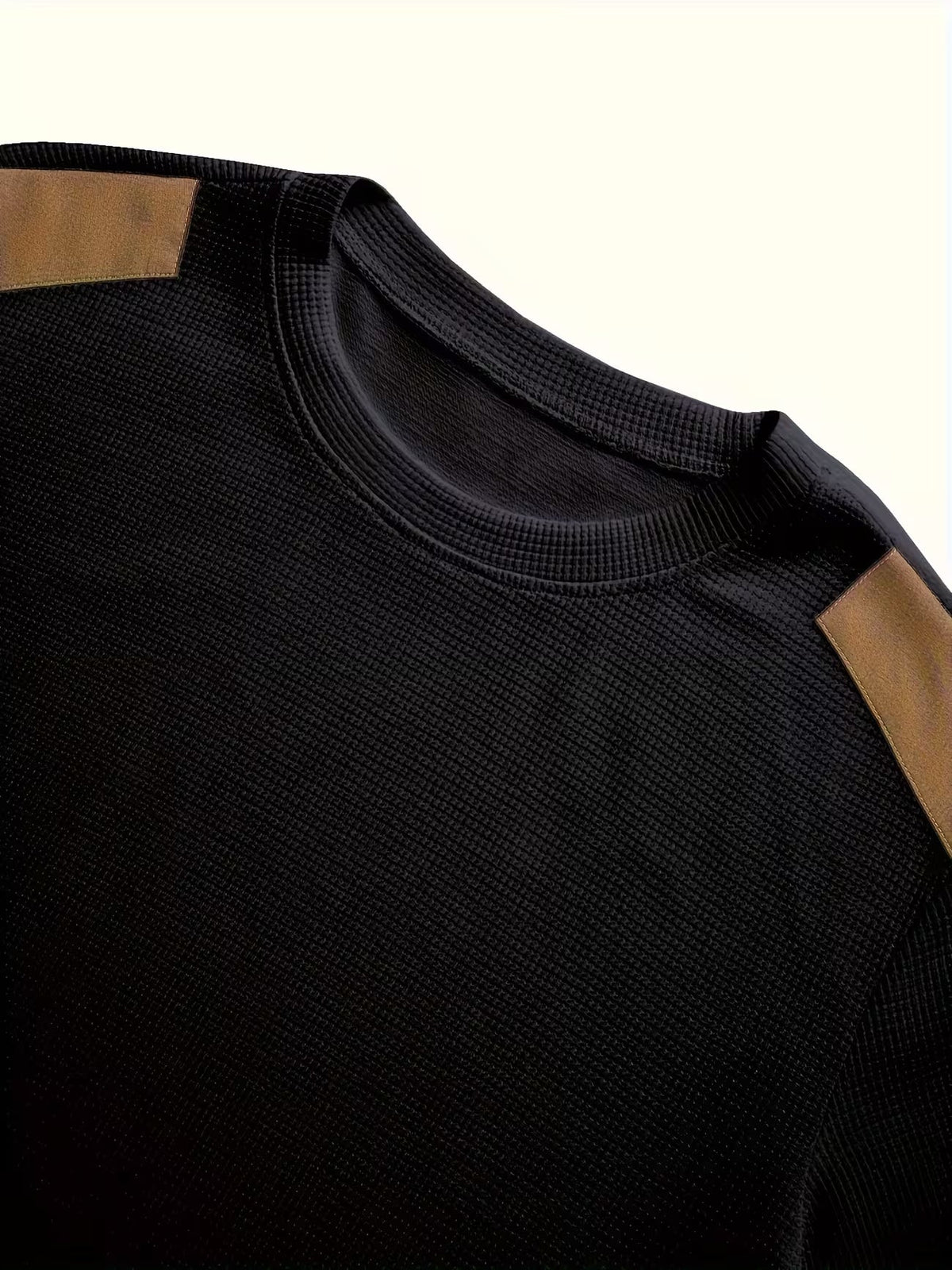 Men's Casual Waffle Knit Crewneck Sweatshirt Colour Block Relaxed Fit Everyday Wear