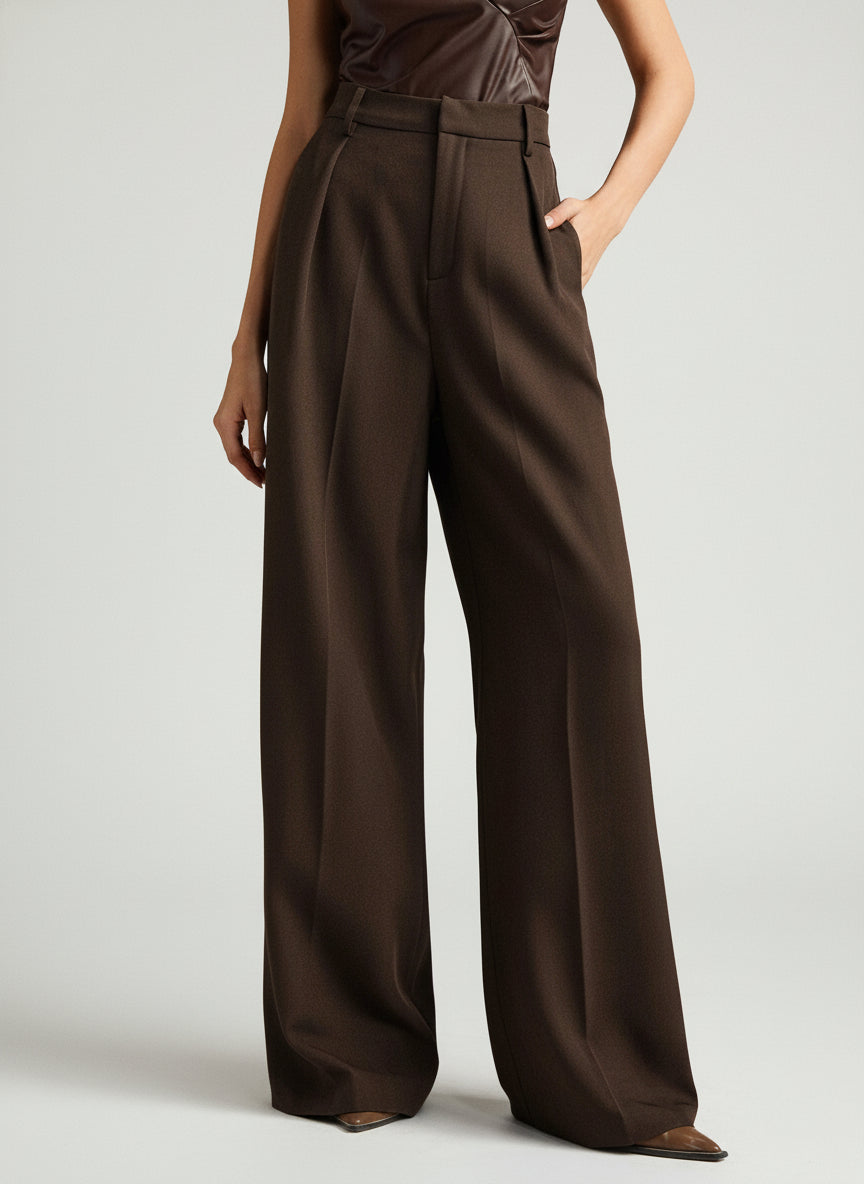 Women's High Waisted Wide Leg Trousers Tailored Fit Professional Office