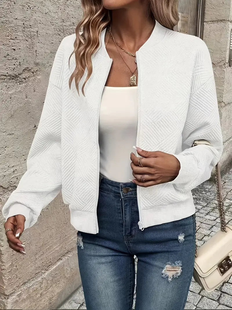 Women's Casual Zip-Up Cardigan Patterned Front Relaxed Fit Everyday Wear