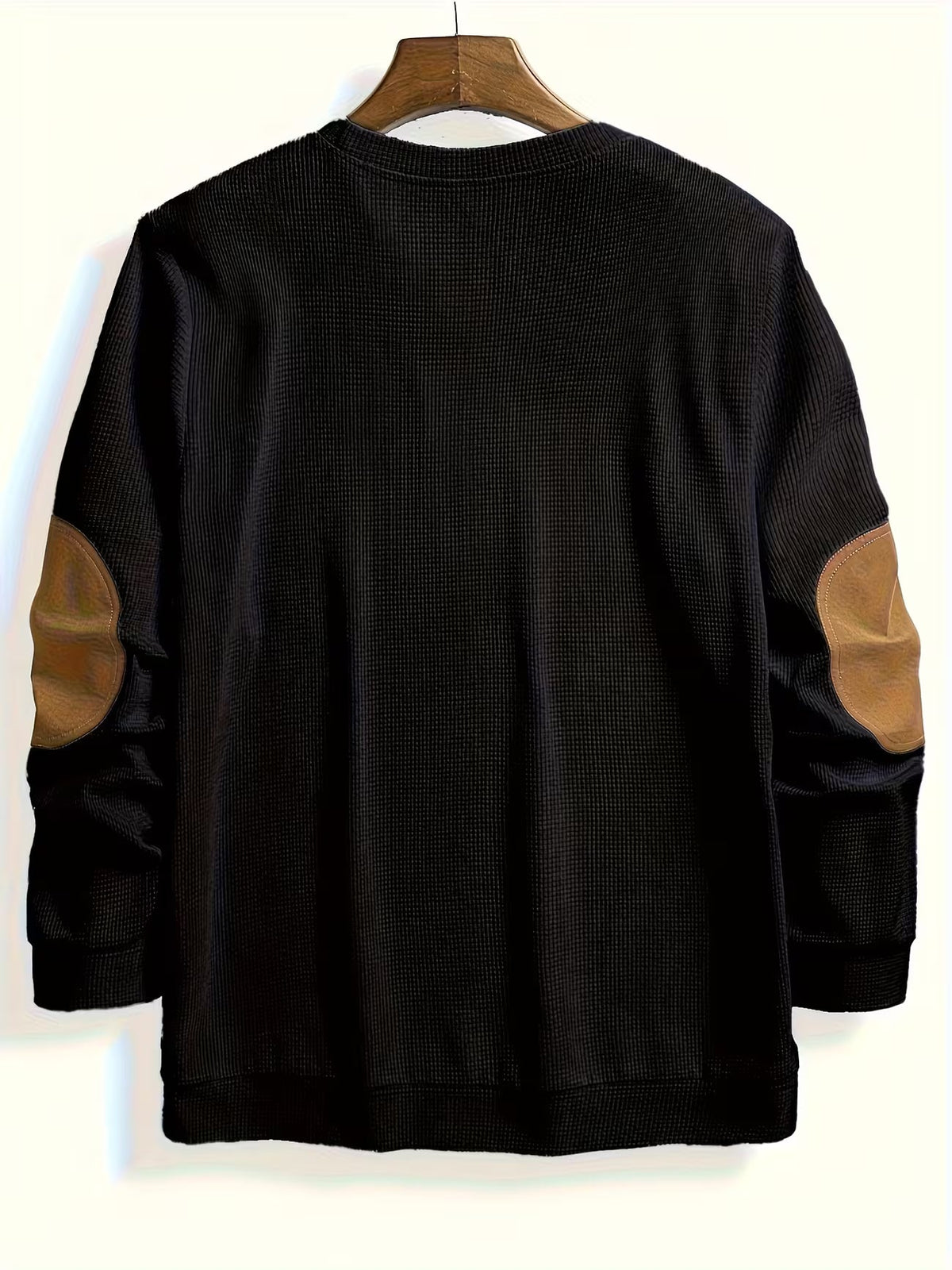 Men's Casual Waffle Knit Crewneck Sweatshirt Colour Block Relaxed Fit Everyday Wear