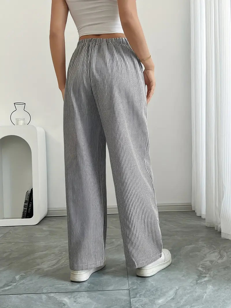 Women's Bohemian Flare Trousers High-Waisted Wide-Leg Casual Beachwear