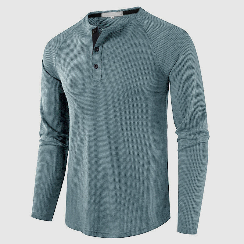 Men's Knit Long Sleeve Henley Shirt Relaxed Fit Button-Down Casual Everyday
