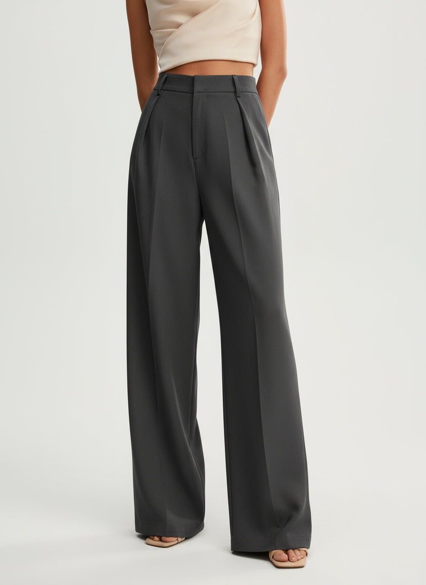 Women's Tailored High Waist Wide Leg Trousers Chic Elegant Office Casual