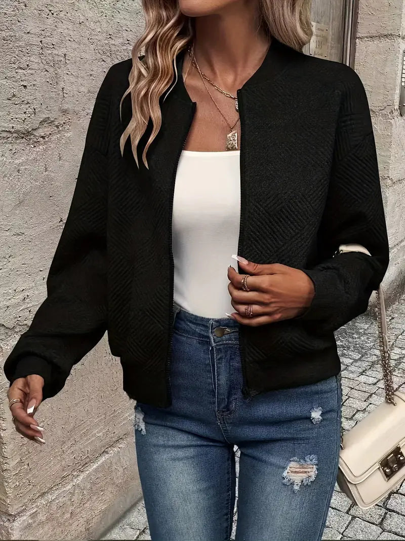 Women's Casual Zip-Up Cardigan Patterned Front Relaxed Fit Everyday Wear