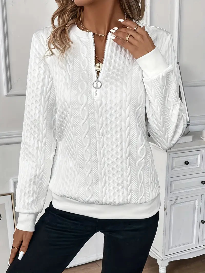Women's Modern Zip-Up Sweater Relaxed Fit Long Sleeve Casual Layering