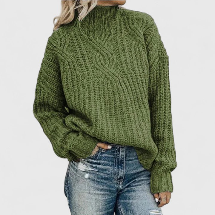 Women's Cable Knit Sweater Timeless Design Relaxed Fit Long Sleeve Casual Everyday