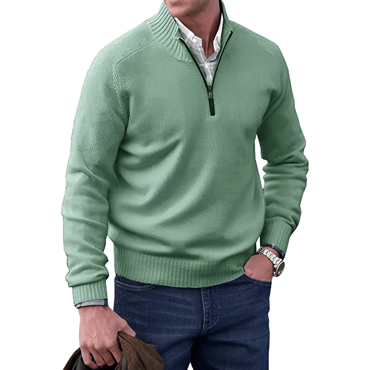 Men's Quarter-Zip Knit Sweater Refined Versatile Casual Layering Everyday