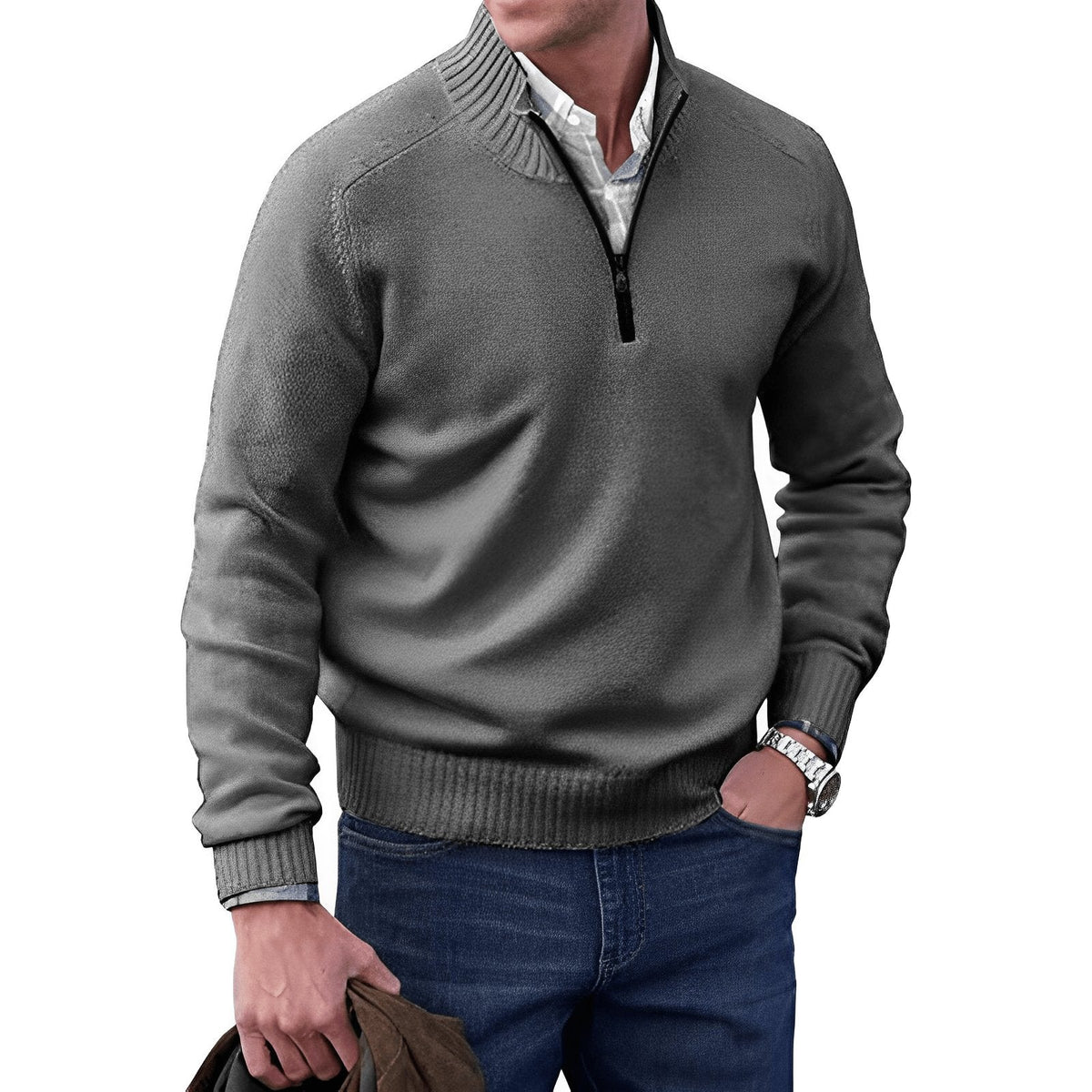Men's Quarter-Zip Knit Sweater Refined Versatile Casual Layering Everyday