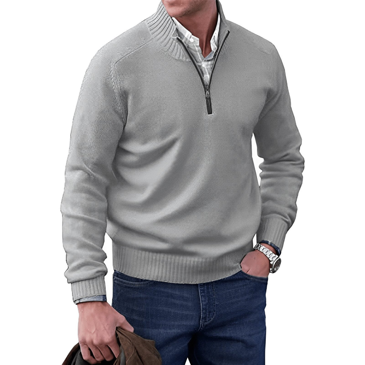 Men's Quarter-Zip Knit Sweater Refined Versatile Casual Layering Everyday