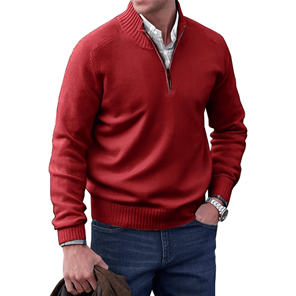 Men's Quarter-Zip Knit Sweater Refined Versatile Casual Layering Everyday