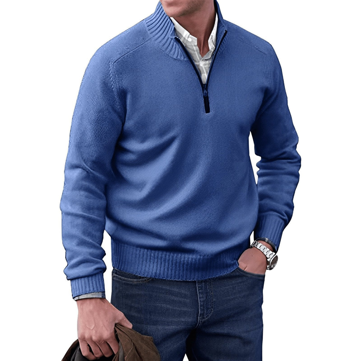 Men's Quarter-Zip Knit Sweater Refined Versatile Casual Layering Everyday