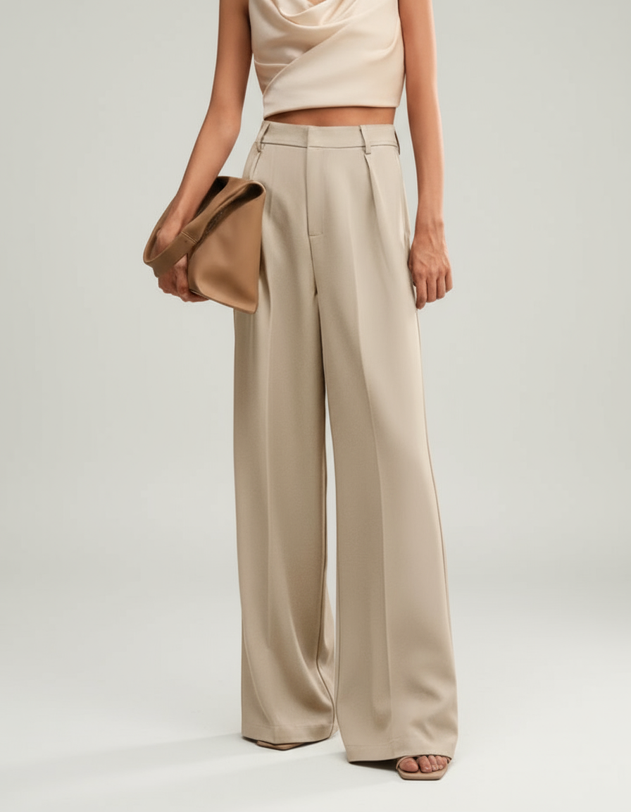 Women's High Waisted Wide Leg Trousers Tailored Fit Professional Office