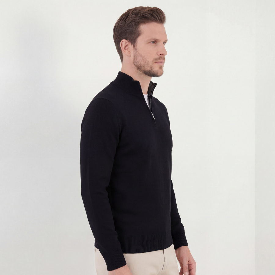 Men's Casual Half-Zip Sweater Relaxed Fit Long Sleeve Classic Everyday