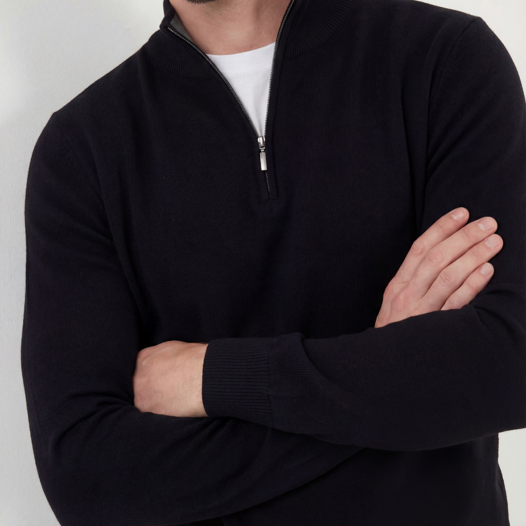 Men's Casual Half-Zip Sweater Relaxed Fit Long Sleeve Classic Everyday