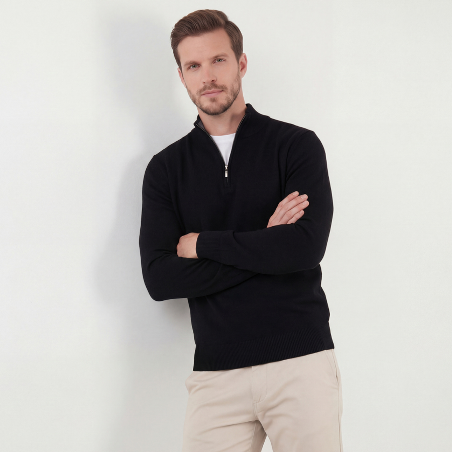 Men's Casual Half-Zip Sweater Relaxed Fit Long Sleeve Classic Everyday